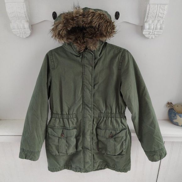 Gap Kids Winter Coat Jacket with fixed hoodie Youth sized XXL Green in color. - Picture 5 of 16
